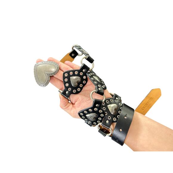 Womens XL- Heart Silver Tone Western Belt- 38-44" adjustable rodeo festival - Picture 1 of 5